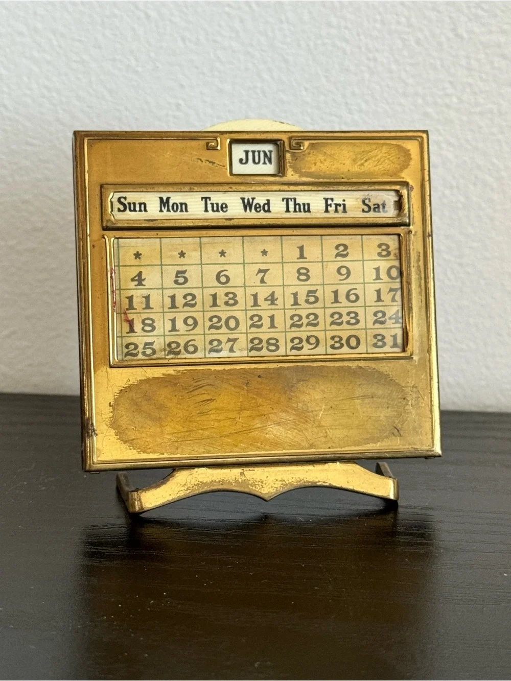 Vintage Small Brass Perpetual Desktop Calendar
